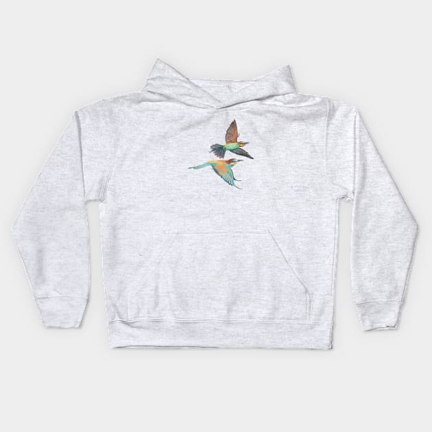 Bee-eater in Flight Illustration Kids Hoodie by Julia Doria Illustration